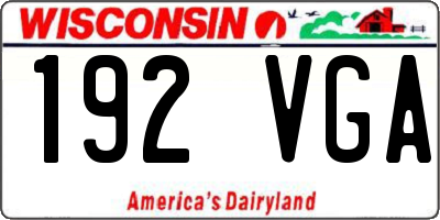 WI license plate 192VGA