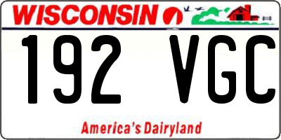 WI license plate 192VGC