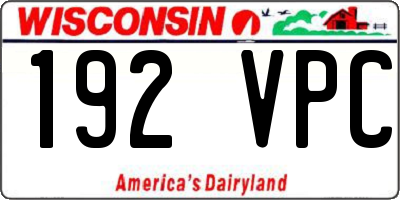 WI license plate 192VPC