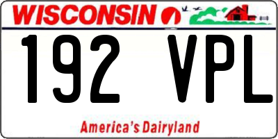 WI license plate 192VPL