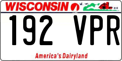 WI license plate 192VPR
