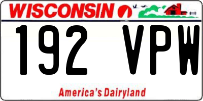 WI license plate 192VPW