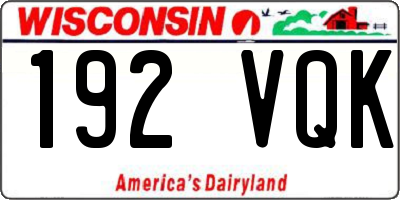 WI license plate 192VQK