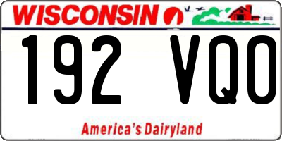 WI license plate 192VQO