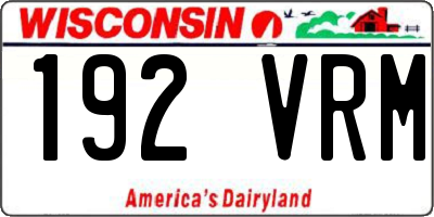 WI license plate 192VRM