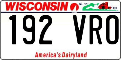 WI license plate 192VRO