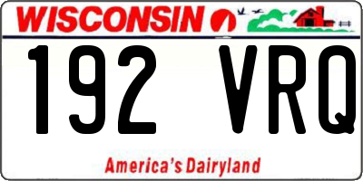 WI license plate 192VRQ