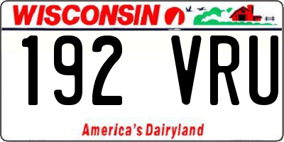 WI license plate 192VRU