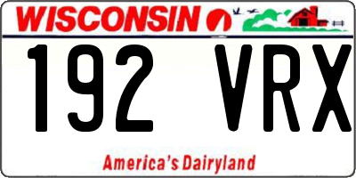 WI license plate 192VRX