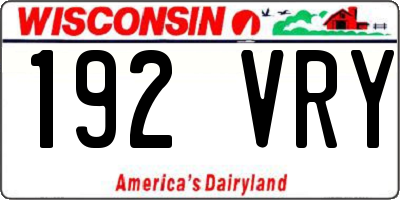 WI license plate 192VRY