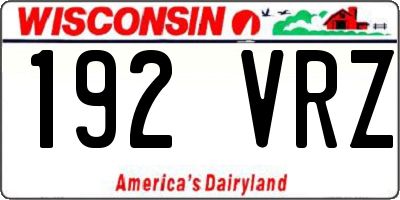 WI license plate 192VRZ