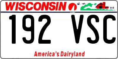 WI license plate 192VSC