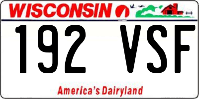 WI license plate 192VSF
