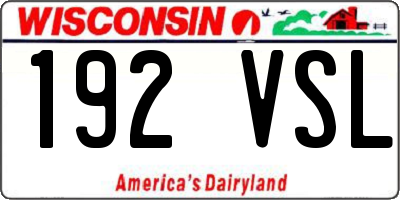 WI license plate 192VSL