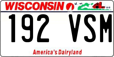 WI license plate 192VSM