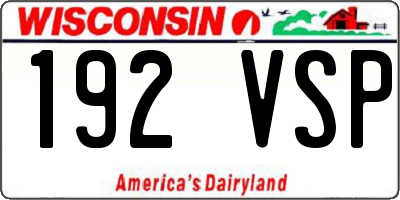 WI license plate 192VSP