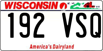 WI license plate 192VSQ