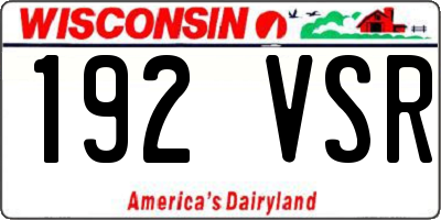 WI license plate 192VSR