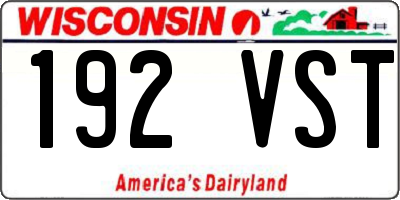 WI license plate 192VST