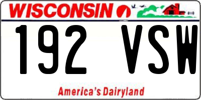 WI license plate 192VSW