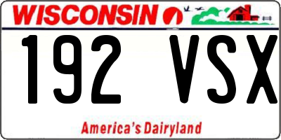 WI license plate 192VSX