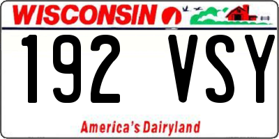 WI license plate 192VSY