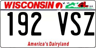 WI license plate 192VSZ