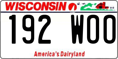 WI license plate 192WOO