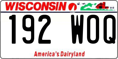 WI license plate 192WOQ