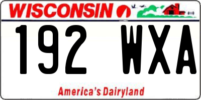 WI license plate 192WXA