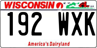 WI license plate 192WXK