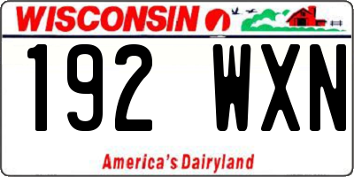 WI license plate 192WXN