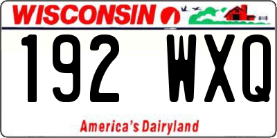 WI license plate 192WXQ