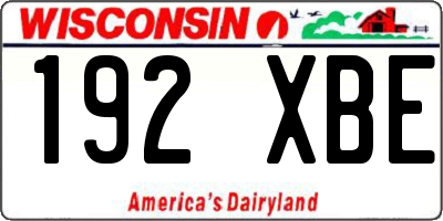 WI license plate 192XBE