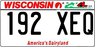 WI license plate 192XEQ