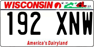 WI license plate 192XNW