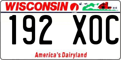 WI license plate 192XOC