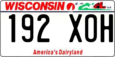 WI license plate 192XOH