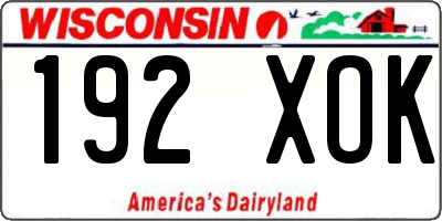 WI license plate 192XOK