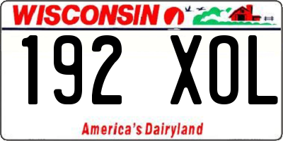 WI license plate 192XOL