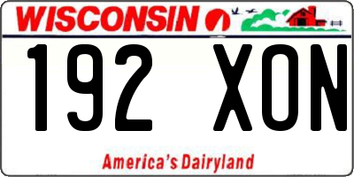 WI license plate 192XON