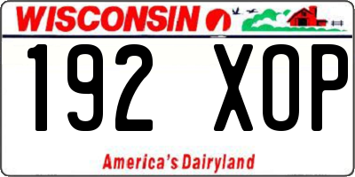 WI license plate 192XOP