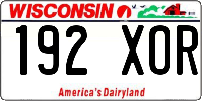 WI license plate 192XOR