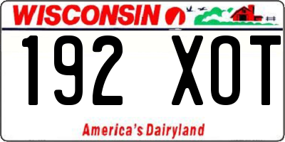 WI license plate 192XOT