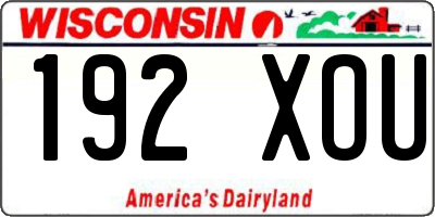 WI license plate 192XOU