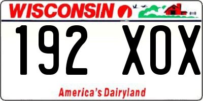 WI license plate 192XOX