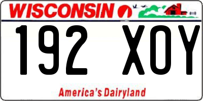 WI license plate 192XOY