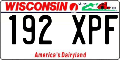 WI license plate 192XPF