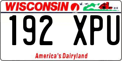 WI license plate 192XPU
