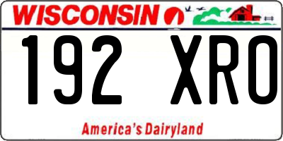 WI license plate 192XRO